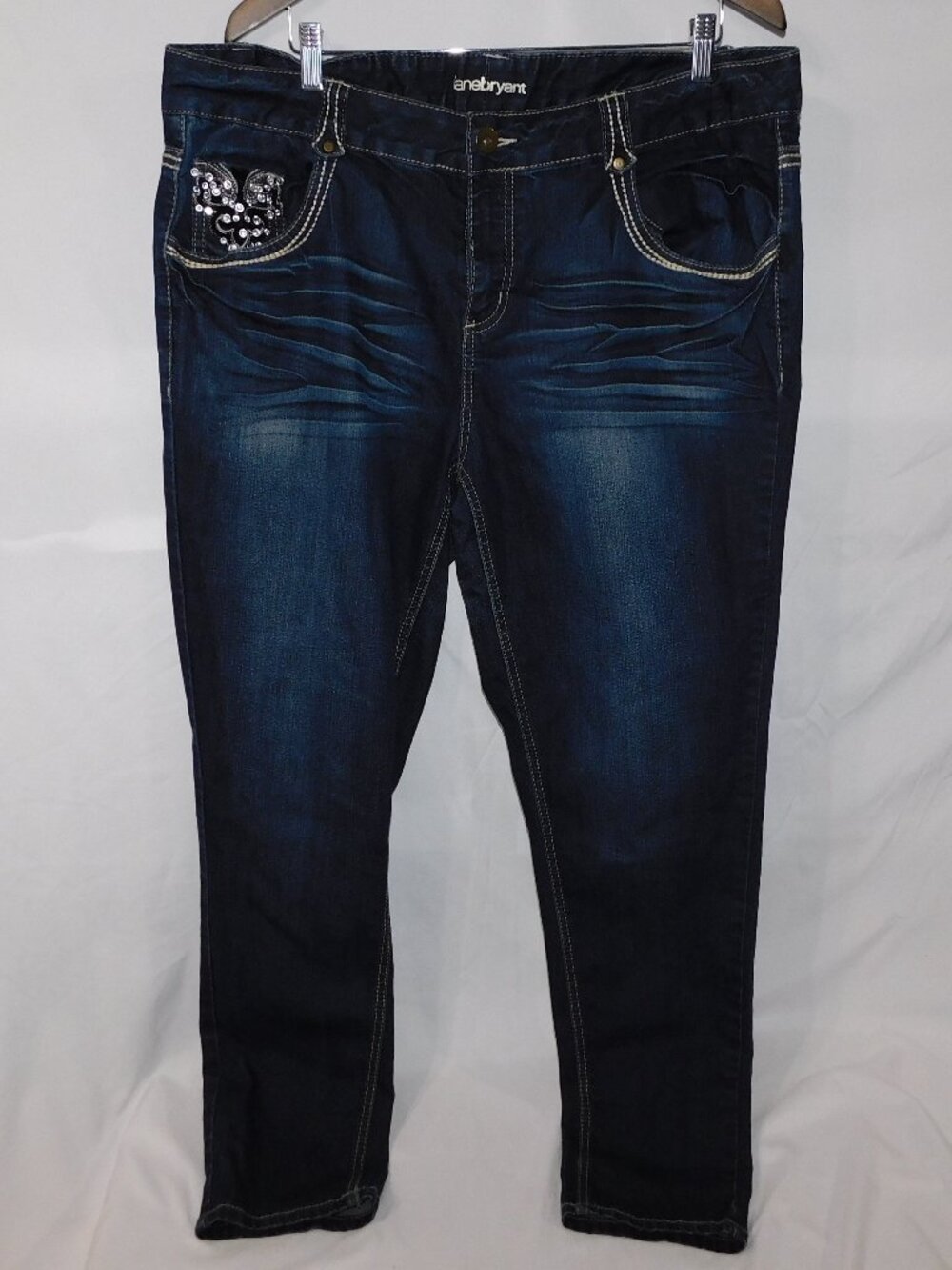 Lane Bryant Embellished Rhinestones Indigo Whisker Skinny Jeans Womens 20